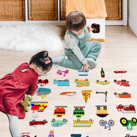 BEUNITONE 40PCS Transportation Felt Board Pieces Large Car Felt Story Board Set Colorful Storytelling Flannel Board Interactive Early Learning Teaching Play Kits for Classroom Christmas Birthday Gift