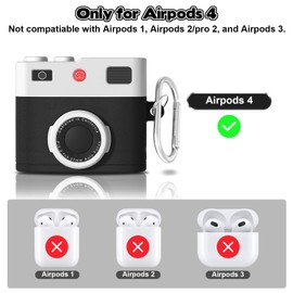 Dayinkes Compatible For AirPods 4th Generation Case, Camera Design For AirPods 4th Generation Case 2024, Shockproof Case Cover Compatible With AirPods 4th (Black)