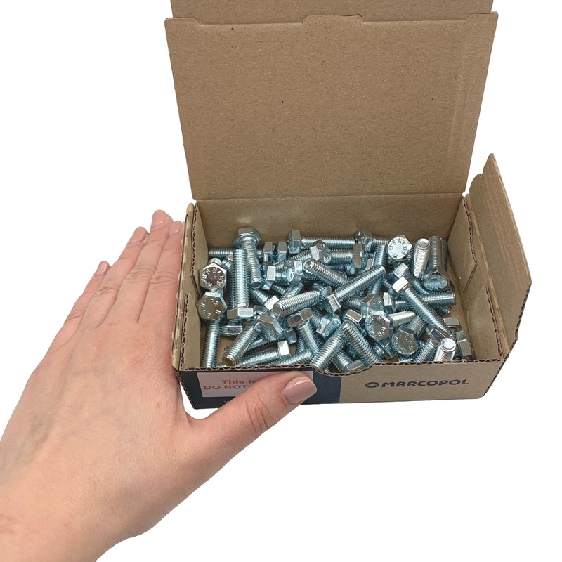 Marcopol Pack of 50 DIN 933 Steel Hexagon Screws M8