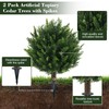 Chillchard 21" Artificial Cypress Topiary Outdoor Plants with Spike, 2