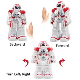 HUSAN Remote Control Robot For Kids, Intelligent Dancing Robot With Infrared Controller Toys,Programmable,Singing, and Moonwalking,Gesture Sensing Robot Kit For Childrens Entertainment (Red)