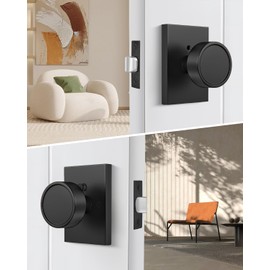 Goldenwarm Black Interior Door Knob, Zinc-Alloy Privacy Matte Black Door Knob Interior, Rectangular Heavy Duty Modern Indoor DoorKnob for Bedroom, Bathroom, 1 Pack