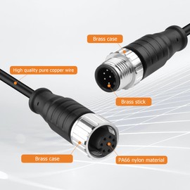 YACSEJAO M12 Connector Aviation Sensor Cable 25CM/0.8FT M12 1 Male+1 Female Wiring Cable IP67 Outdoor Waterproof Industrial Circular Connector (8 Pin)