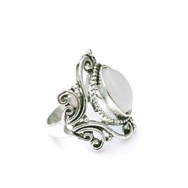 ASFKIPMF Natural Oval Cut Moonstone Rings 925 Sterling Silver Rainbow Moonstone Ring Vintage Moon Gemstone Celtic Knot Solitaire Ring Retro Boho Jewelry Gift for Women M