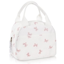 UUYUUY Lunch Bag for Women Insulated Lunch Box Reusable Cooler Bag Portable Cute Corduroy Leakproof Tote Bags for Travel, Work, and Picnic