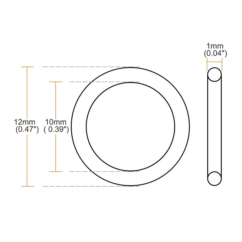 sourcing map Fluororubber O-Ring Seal Black 10 mm x 12