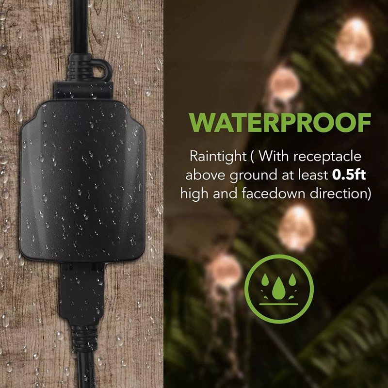 BN-LINK 24 Hour Mechanical Outdoor Light Timer with Covers, Heavy