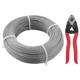 Happybuy T316 Deck Railing Cable, 1/8" Stainless Steel Wire Rope 300ft, 7x7 Strands Construction, Marine Aircraft Grade, Cutter Kit, Outdoor Handrail, Stair Decking, Fence