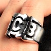 PAURO Men's Stainless Steel Engraved Character TCB Silver Ring Size
