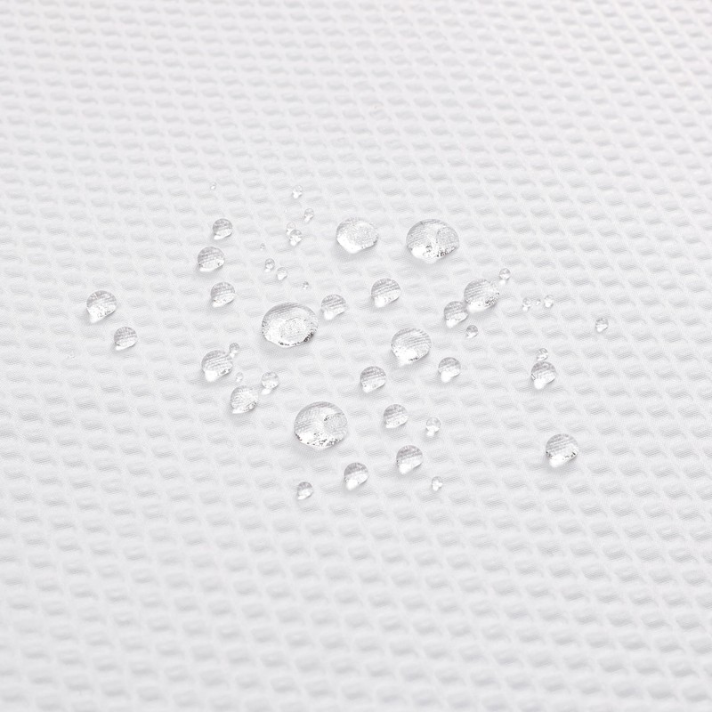 VivaNest White Waterproof Textured Cloth Fabric Shower Curtain with 2