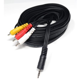 DRUT 10m 3.5mm 4 Pole Jack Plug to 3 x RCA Phono Composite Audio Video AV AUX Lead Cable 33ft