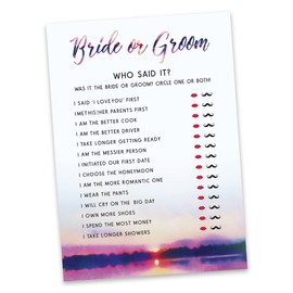 Inkdotpot Funny Rehearsal Dinner Who said it Question Bridal Shower Engagement Party Game Ideas Nature 50-Pack He Said She Said Cards For Couples