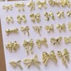 34 Pezzi Metallo Bow Nail Charms Oro 3D Dolce Fiocco