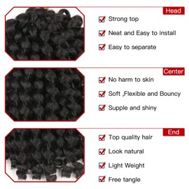 Xtrend 5 Packs/Lot Magic Wand Curl Jamaican Bounce Twist Braids Hair Crochet Braids Curly Hair Extension 8 Inch Synthetic Hair Weave for Women 20 Strands/Pack (8 Inches, 1B #)
