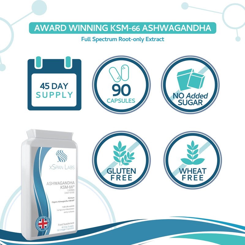 Ashwagandha KSM-66 500mg per Capsule - 90 Capsules