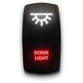 Dome Light - White/Red - Laser Etched Toggle Switch 20A 12V - Vertical Rocker Switch 5-Pin DPST
