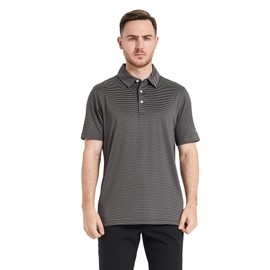 Mens Golf Shirts Moisture Wicking Dry Fit Short Sleeve Performance Sport Stripe Golf Polo Shirts for Men