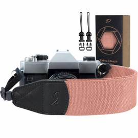 Padwa Lifestyle Kameragurt – 2" Breiter Doppellagiges Kopf aus Rindsleder Kameragurte für Fotografen,Verstellbarer Reine Baumwolle Vintage Gewebt Universal Schulter & Nackengurt für alle DSLR Kameras