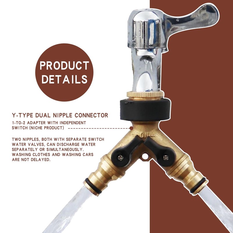 2-way Y distributor with shut-off valves, 3/4 inch connections for