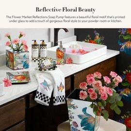 MACKENZIE-CHILDS Pump Dispenser, Decorative Liquid Soap Dispenser for Bathroom or Kitchen, Flower Market Reflections
