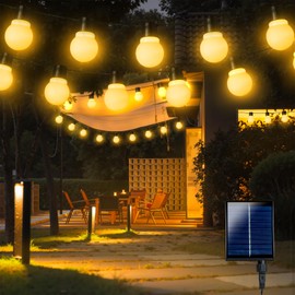 Traumheim Solar Lichterkette Aussen, 10M 20 LED Glühbirnen Solarlichterkette Außen Wetterfest, 8 Modi Solar Lichterkette Outdoor für Balkon, Garten, Terrasse, Partys