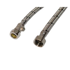 Aumix x2 (Pair) 15mm x ½” inch BSP 9mm Bore 500mm Flexible Braided Pipe Bathroom Tap Connector Hose with Isolator Valve WRAS Approved