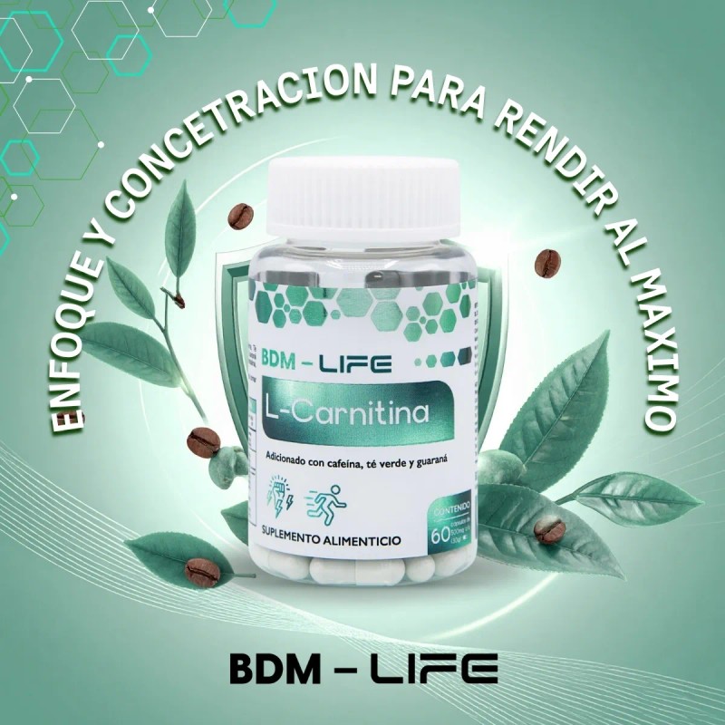 BDM-LIFE L-Carnitina Cpsulas con Cafena T Verde Guaran Sin Sabor
