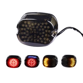 LIUJJYH Smoked LED Tail Lights, Low Profile Brake Taillights Integrated Turn Signals Compatible with Harley Sportster 1200 883 Touring Road King Dyna Super Glide Fat Boy Night Train