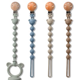 Set of 4 Dummy Chains, Dummy Chain for Boys and Girls, The Little Bear Pacifier Chain, Keep Dummy Clean, Baby Dummy Chain, Dummy Chain