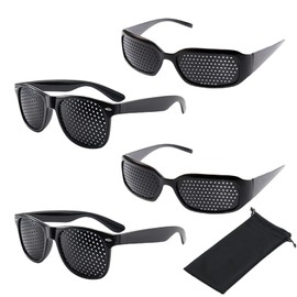 Roinaid Rasterbrille Augentraining 4 Stück Lochbrille für Augentraining Original Lochbrille für Augentraining Original für Entspannendes Augentraining und Verbesserung der Sehkraft (Schwarz)