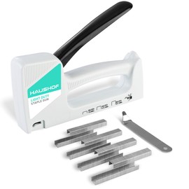 HAUSHOF Light Duty Staple Gun, Upholstery Staple Gun with 800PCS JT21 Staples and Stapler Remover, Fits JT21 Staple of 1/4'', 5/16'' & 3/8'', Used for Wood, Classroom, Crafts, DIY, Decoration (White)