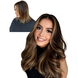 LOVELINE Hair Extensions Real Human Hair Clip ins Balayage Hair Extensions 18 Inch 120g Dark Brown to Chestnut Brown Clip in Hair Extensions Remy Human Hair Extensions Clip ins for Women