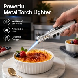 Refillable Butane Torch for Cooking – Adjustable Jet Flame with Metal Body for Kitchen, BBQ and Craft Projects