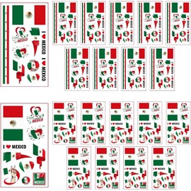 20PCS Láminas Tatuajes Temporales Con La Bandera de México, Pegatinas de Tatuajes para Mundial 2026, Adhesivos de Transferencia Facial. Ideales para El Eventos Deportivos de Fútbol y Celebraciones. (México)