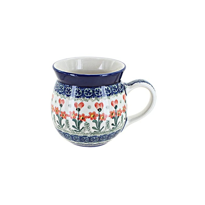 Blue Rose Polish Pottery Peach Posy Bubble Mug
