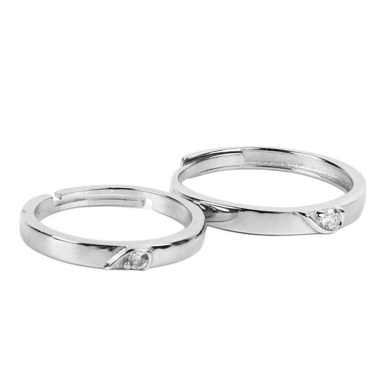 1 Pair Couple Rings Silver Men Women Finger Ring Accessory