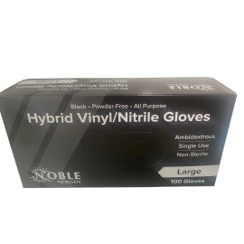 Noble NexGen Powder-Free Disposable Black Hybrid 3 Mil Thick Gloves Size Large - 500( 5 BOXES)
