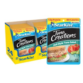 StarKist Tuna Creations Deli Style Tuna Salad, 3 oz Pouch (24 Pack) Ready to Eat Wild Caught Tuna, 13g Protein, 80 Calories Per Serving, Gluten Free, Soy Free, Kosher, Perfect for Salads, Meals and Snacks