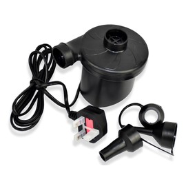 Vinsani Electric Pump, 150W High Power Electric Air Pump for Air Bed Mattress Inflatables Paddling Pool Beach Toys, AC 240V Quick-Fill Inflator Deflator with 3 Sizes Nozzle - Black