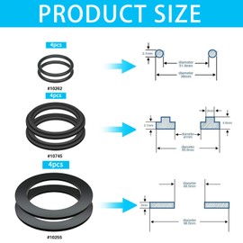 Pool O-Rings Replacement Part for Intex, Pack of 12 Pool Rubber Sealing Rings Washers, Pool O-Ring Sealing Rings, Pool Accessories for Intex, for 25076RP, for Intex 10747, 25006, 25010, 28633, 28635