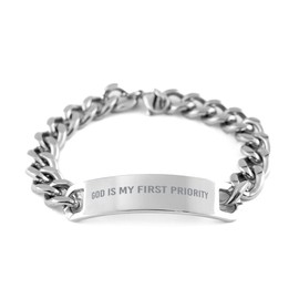 God is My First Priority Bracelet, Christian Bracelet Stainless Steel