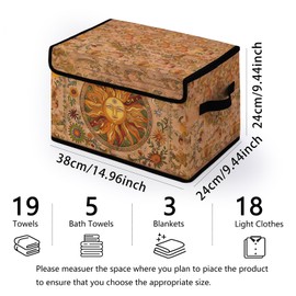 Dawuyu Stackable Clothes Storage Bins with Lids,Closet Organizers Fabric Box for Home and Office,Blanket Clothes Organizers,Under Bed Storage Containers 3 Pack(Sun).