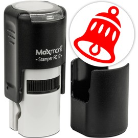 MaxMark Round Self Inking Holiday Stamp - Red Ink - Bell