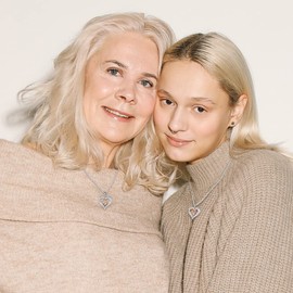 CELESTIA Mum and Son Necklace Sterling Silver Rose Gold Heart Pendant Mummy Necklace Mum Gifts from Son Mother's Day Jewellery Gifts for Mom