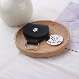 Stepdad Stepfather Pocket Hug Token Keychain Gifts for Bonus Dad Step Dad Step Father Fathers Day Gift form Daughter, Double Sided Engraved Keyring with PU leather Key Chains for Men