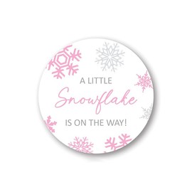 A Little Snowflake is On The Way Baby Shower Favor Stickers - 60 Labels (Pink)