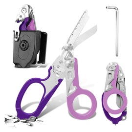 Rescue Scissors, Trauma Scissors, 6-in-1 Foldable Trauma Scissors, Emergency Scissors, Bandage Scissors with K Protective Case, Wrench for Professional Emergency Services, Outdoor Camping (Double)