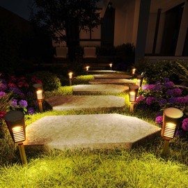 SOLLUCIS Solar Lights Outdoor Pathway 12 Pack, Solar Pathway Lights Outdoor Auto On/Off Waterproof Garden Landscape Lighting for Path, Yard, Walkway, Driveway, Lawn, Patio, Outside Decor, Warm White
