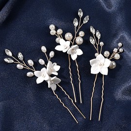 Pack of 3 Silver Wedding Flower Hair Pins Bridal Headpiece Wedding Hair Pieces Accessories for the Bride