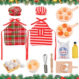 Gnome Accessories Christmas, 30 Pieces Miniature Gnome Accessories Baking Set, Miniature Kitchen Dollhouse Accessories, Clothing Dresses for Elf, for Dollhouse Decoration